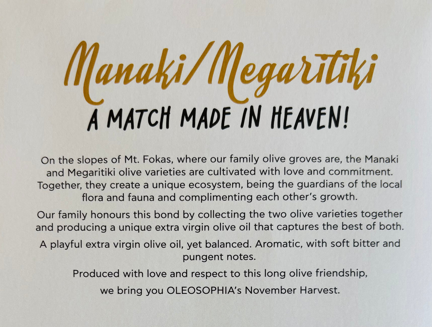 OLEOSOPHIA November Harvest 250ml | Extra Virgin